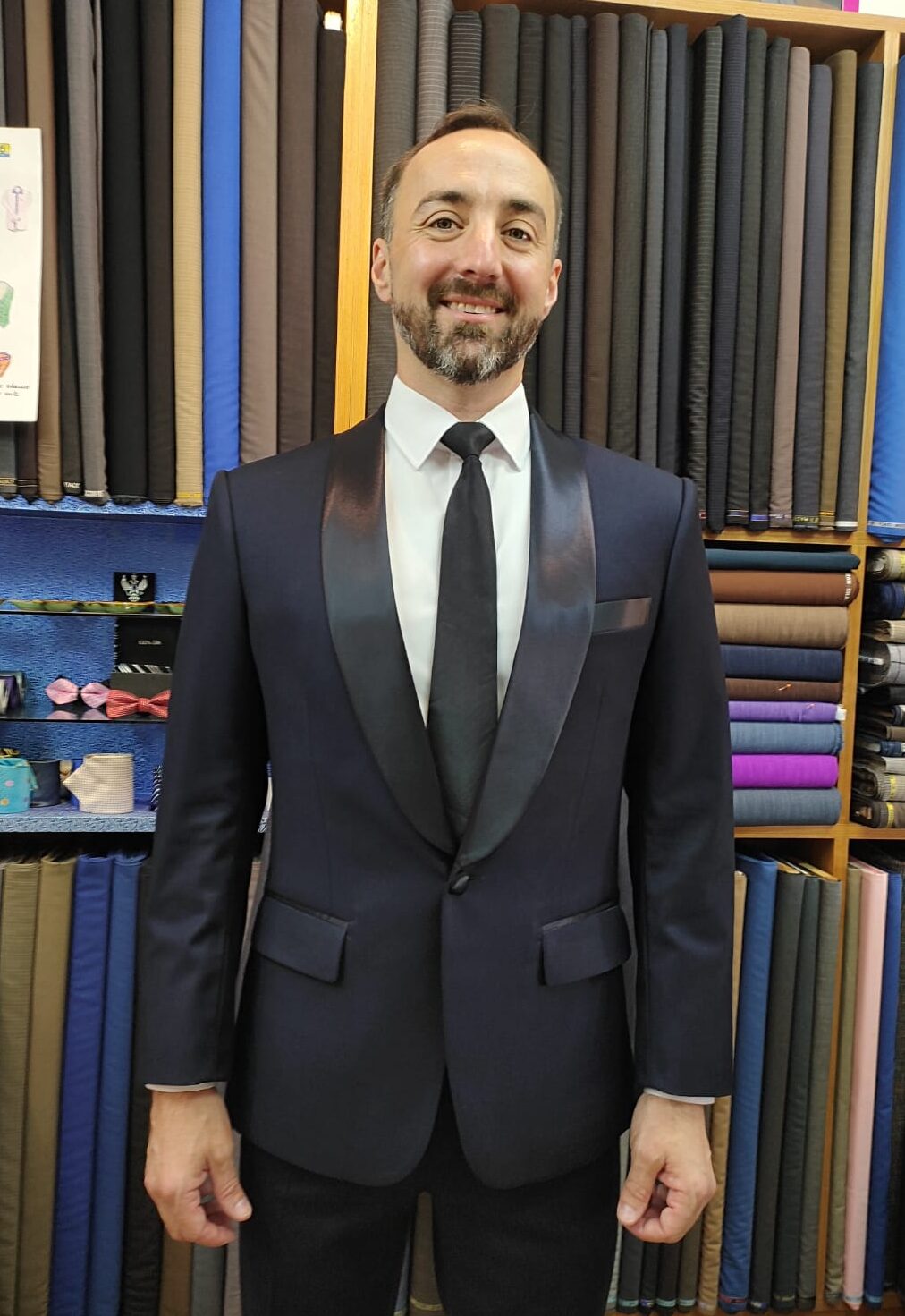Finished bespoke dark suit by Keck Custom Tailor in Chiang Mai