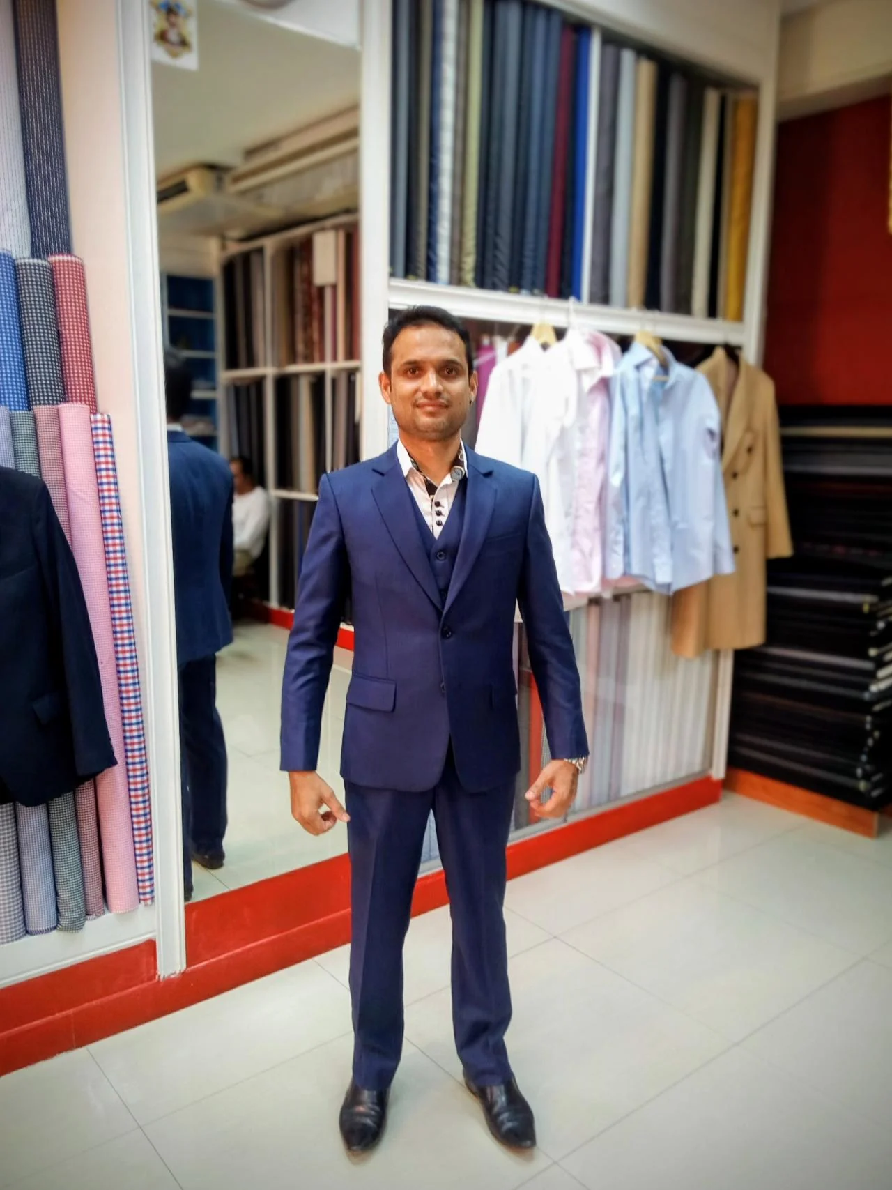 Business Suits in Chiang Mai: Fabric, Fit, and Getting It Done Fast 2 Blue three-piece business suit tailored by Keck Custom Tailor